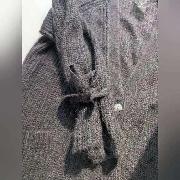 Naadam Black Mohair Wool Bow Sleeve Flowy Drapey Cardigan Sweater L - Picture 10 of 15